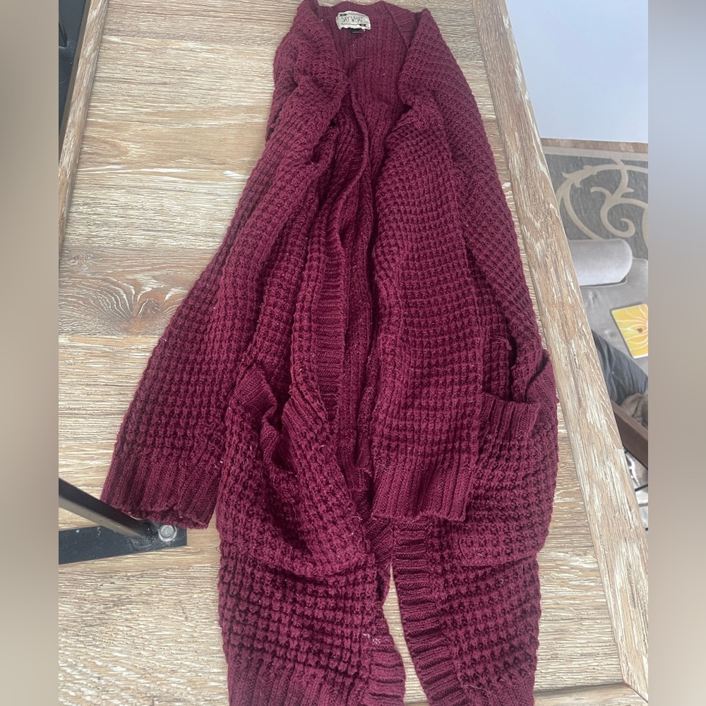 Maroon knit cardigan